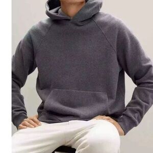 everlane the track hoodie dark heather gray size small terry lining